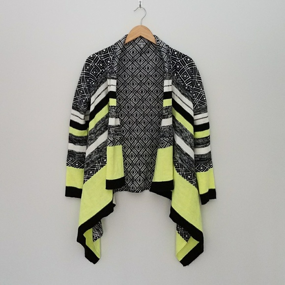 Charlotte Russe Sweaters - Charlotte Russe black white yellow cardigan large